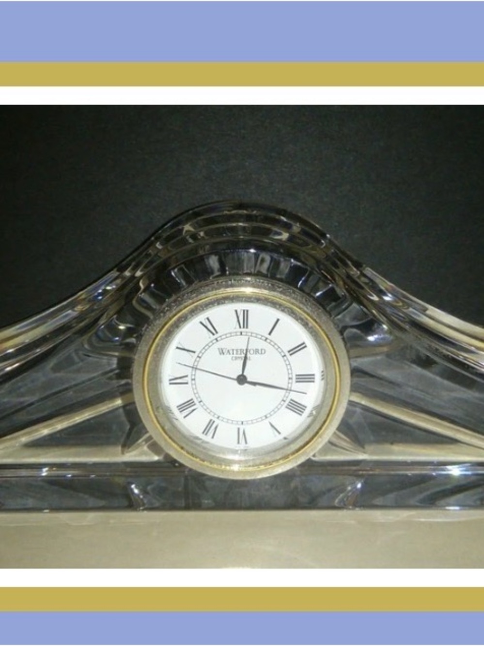 Waterford Crystal Mantel Clock - Clear and Gold Trim